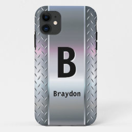 Change Initial Add (delete) Name Metal Shine Look  iPhone 11 Case
