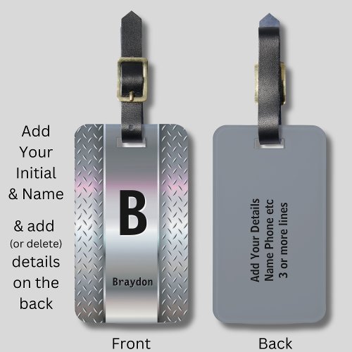 Change Initial Add delete Name Metal Shine Look Luggage Tag