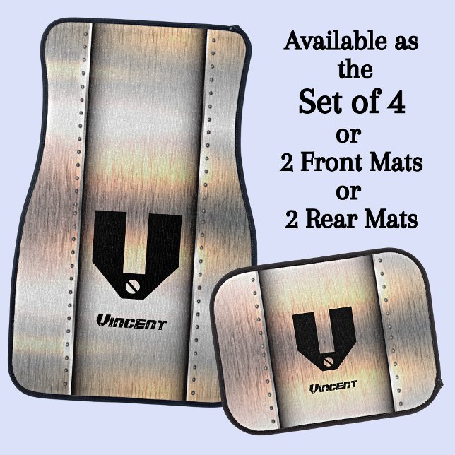 Change Initial, Add (delete) Name, Metal Strips Car Floor Mat (Creator Uploaded)