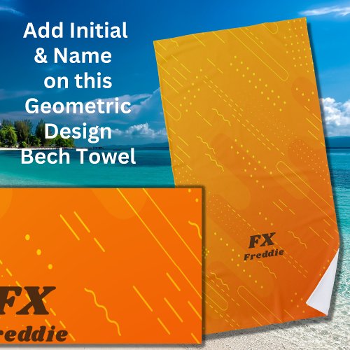 Change Initial Add delete Name Orange Yellow Beach Towel