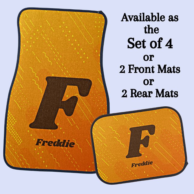 Change Initial, Add (delete) Name,  Orange Yellow  Car Floor Mat (Creator Uploaded)