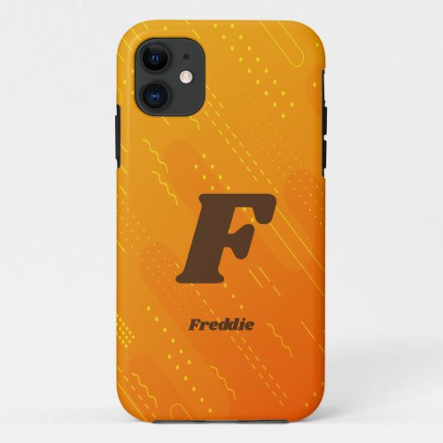 Change Initial Add delete Name Orange Yellow  iPhone 11 Case