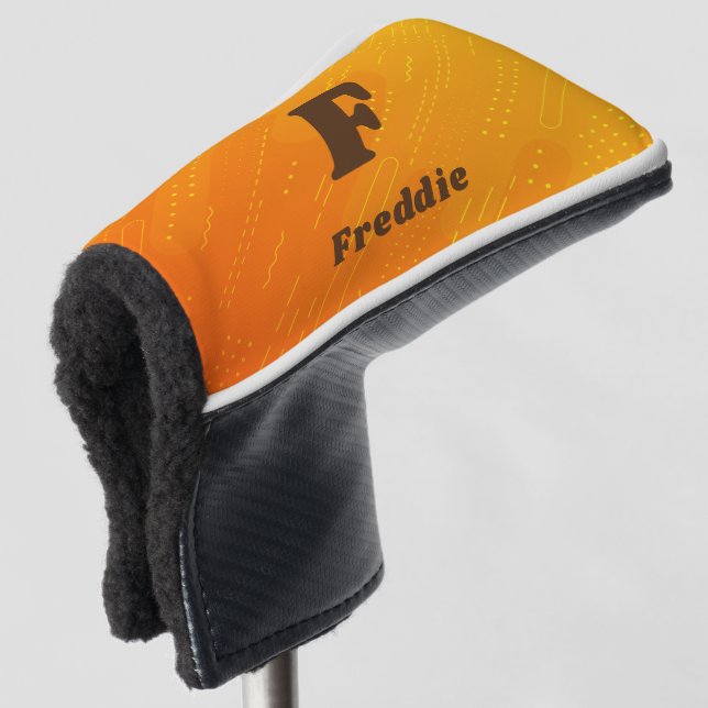 Change Initial, Add (delete) Name,  Orange Yellow  Golf Head Cover (3/4 Front)