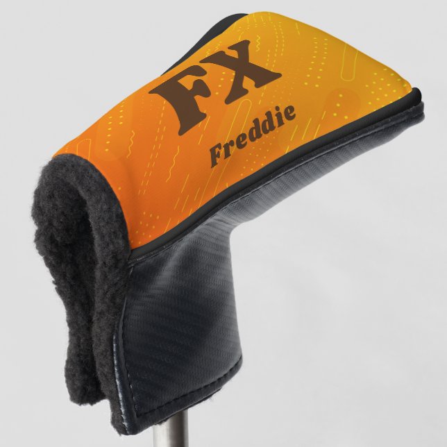 Change Initial, Add (delete) Name,  Orange Yellow  Golf Head Cover (3/4 Front)