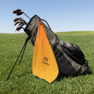 Change Initial, Add (delete) Name, Orange Yellow Golf Towel