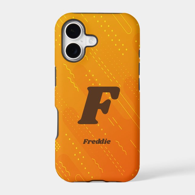 Change Initial, Add (delete) Name,  Orange Yellow  Iphone Case (Back)