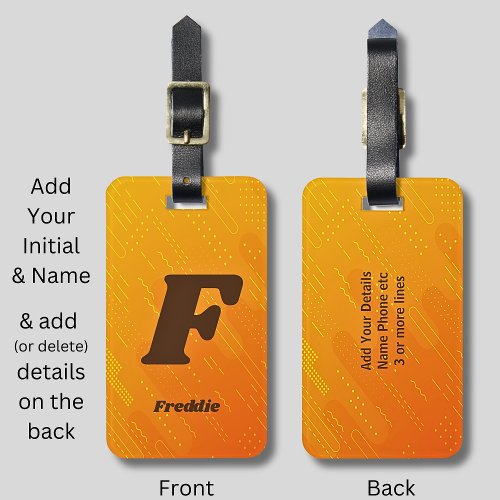 Change Initial Add delete Name Orange Yellow  Luggage Tag