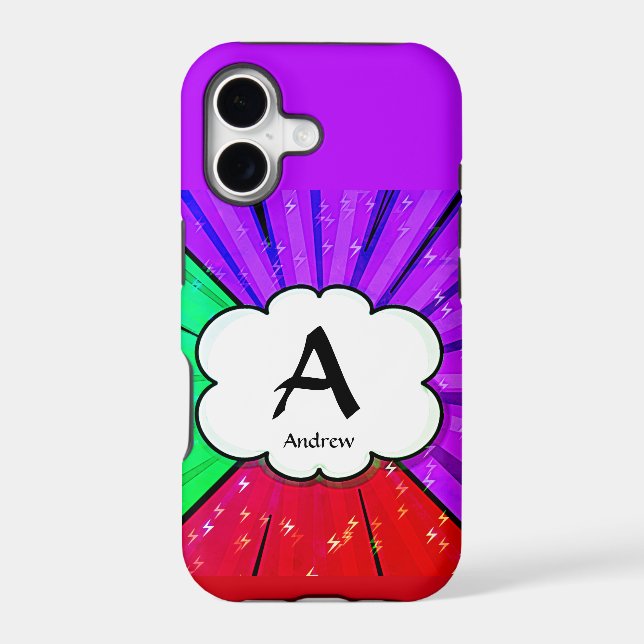 Change Initial, Add (delete) Name, Pop Art Cloud  Iphone Case (Back)