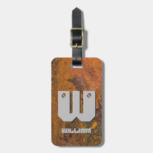 Change Initial Add delete NameRusty Metal  Luggage Tag