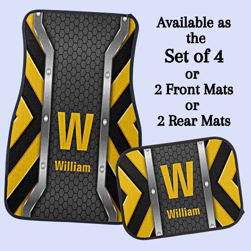 Change Initial Add delete NameSafety Yellow Car Floor Mat