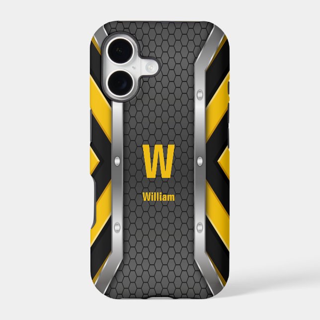 Change Initial, Add (delete) Name, Safety Yellow  Iphone Case (Back)