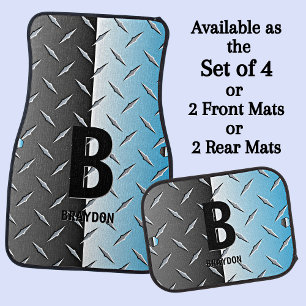 Change Initial, Add (delete) Name, Shiny Metallic Car Floor Mat