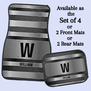 Change Initial, Add (delete) Name, Silver Metallic Car Floor Mat