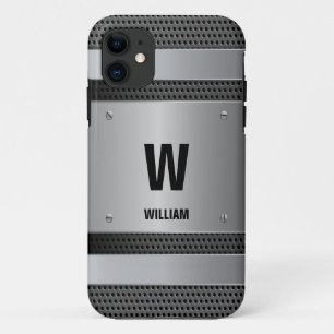 Change Initial, Add (delete) Name, Silver Metallic iPhone 11 Case