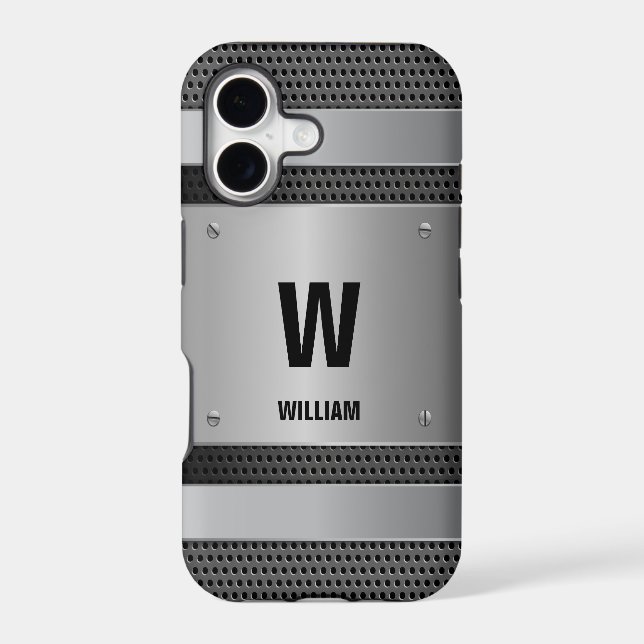 Change Initial, Add (delete) Name, Silver Metallic Iphone Case (Back)