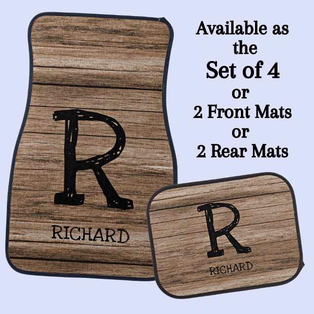 Change Initial, Add (delete) Name, Wood Wall Board Car Floor Mat (Creator Uploaded)