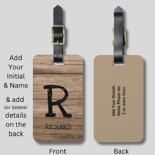 Change Initial, Add (delete) Name, Wood Wall Board Luggage Tag
