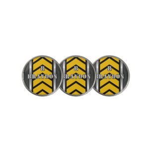 Change Initial Add Name Black Yellow Silver Arrows Golf Ball Marker