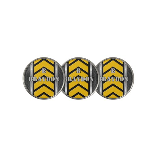 Change Initial Add Name Black Yellow Silver Arrows Golf Ball Marker