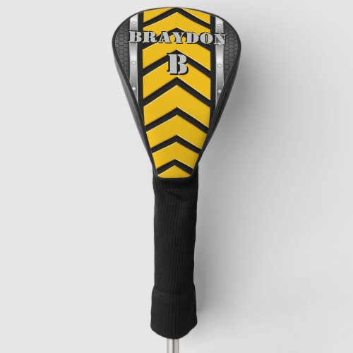 Change Initial Add Name Black Yellow Silver Arrows Golf Head Cover