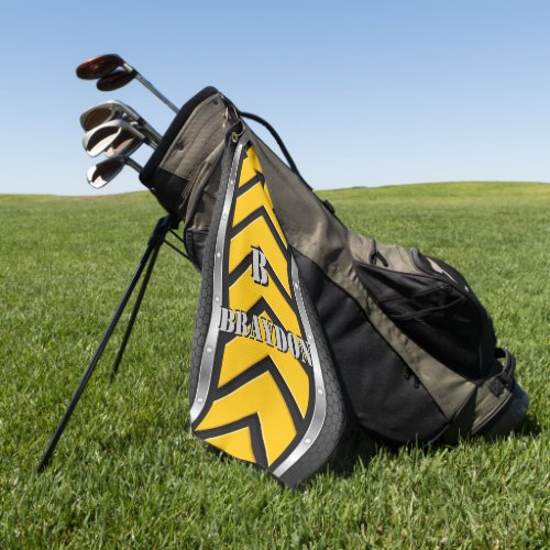 Change Initial Add Name Black Yellow Silver Arrows Golf Towel