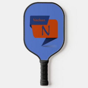 Change Initial, Add Name Blue Orange Brown Pickleball Paddle