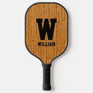 Change Initial, Add Name, Brown Wood Panel Pickleball Paddle