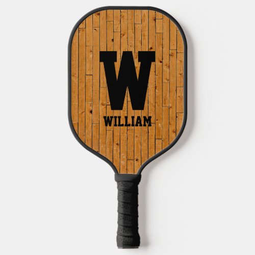Change Initial Add Name Brown Wood Panel Pickleball Paddle