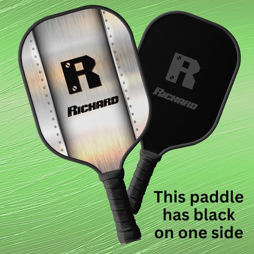 Change Initial Add Name Brushed Metal Strips   Pickleball Paddle