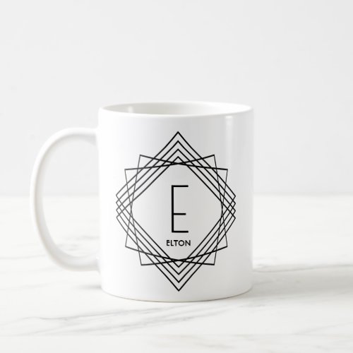 Change Initial Add Name Classic Geometric E F G H  Coffee Mug