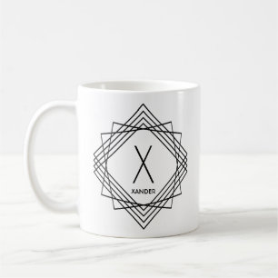 Change Initial Add Name Classic Geometric X Y Z Coffee Mug