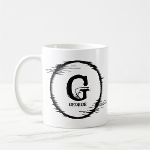 Change Initial Add Name Distorted Circle E F G H Coffee Mug
