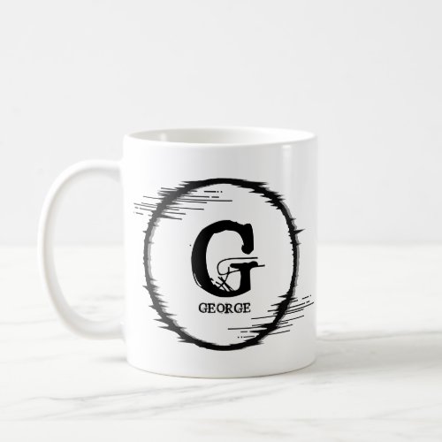 Change Initial Add Name Distorted Circle E F G H  Coffee Mug