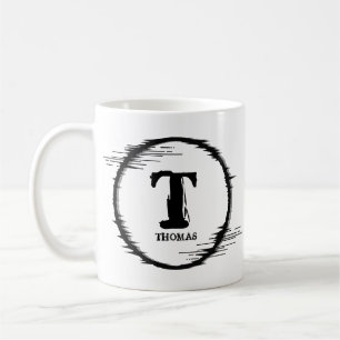Change Initial Add Name Distorted Circle Q R S T  Coffee Mug