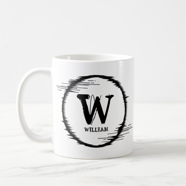 Change Initial Add Name Distorted Circle U V W  Coffee Mug (Left)