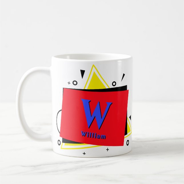 Change Initial Add Name Geometric Layers - W X Y Z Coffee Mug (Left)