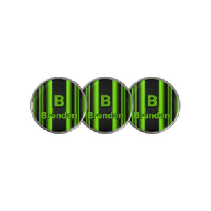 Change Initial Add Name Green & Black Stripes      Golf Ball Marker