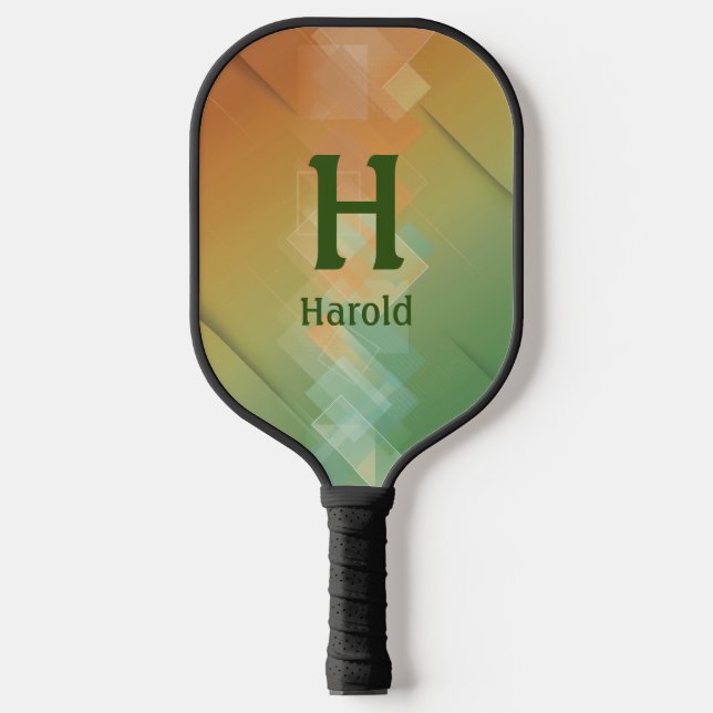 Change Initial, Add Name Green to Brown  Pickleball Paddle (Front)