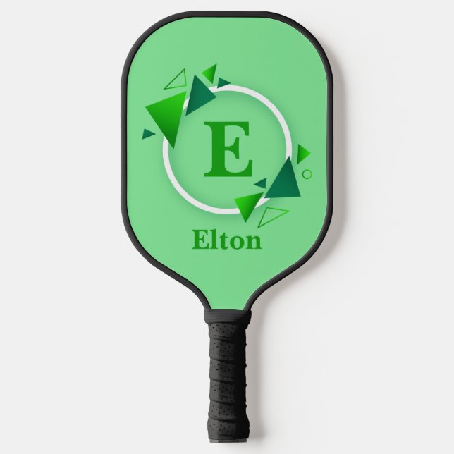 Change Initial, Add Name Green White Circle Pickleball Paddle (Front)