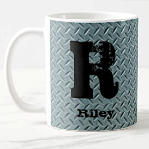 Change Initial Add Name O P Q R S T Checker Plate Coffee Mug