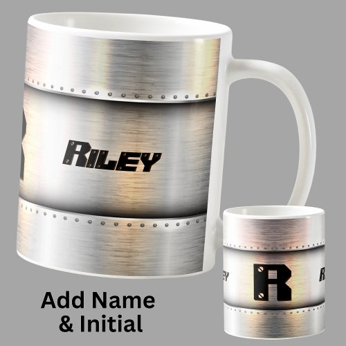 Change Initial Add Name O P Q R S T  Metal Strips Coffee Mug