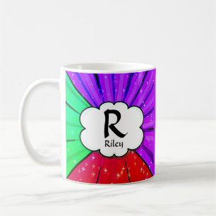 Change Initial Add Name, Pop Art Cloud - R S T U V Coffee Mug