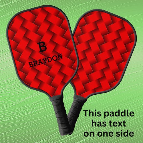 Change Initial Add Name Red Woven Texture Pickleball Paddle