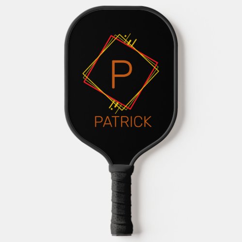 Change Initial Add Name Red Yellow Squares Black  Pickleball Paddle