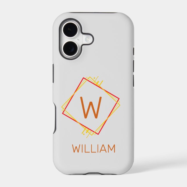 Change Initial Add Name Red Yellow Squares Iphone Case (Back)