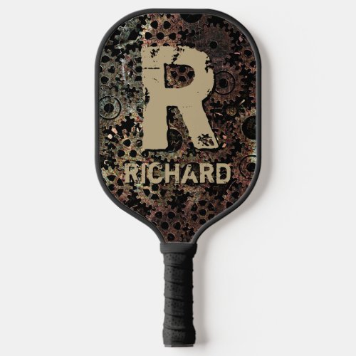 Change Initial Add Name Rusty Metal Gears Pickleball Paddle