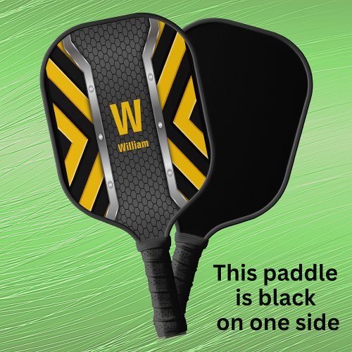 Change Initial Add Name Safety Yellow Black Pickleball Paddle