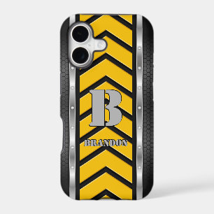 Change Initial Add Name Safety Yellow Black Silver iPhone 17 Case