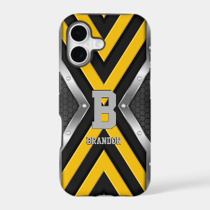 Change Initial Add Name Safety Yellow Black Silver iPhone 17 Case