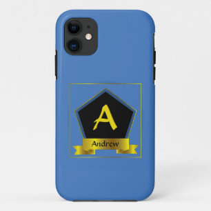 Change Initial Add Name, Shield Award Ribbon iPhone 11 Case